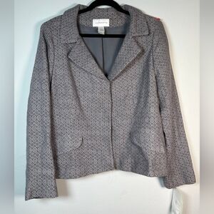 Liz Claiborne Patterned Gray Wool Blend Blazer NWT Size 16